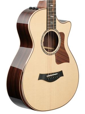 Taylor 812ceV 12-Fret Grand Concert Guitar with Case Body Angled View